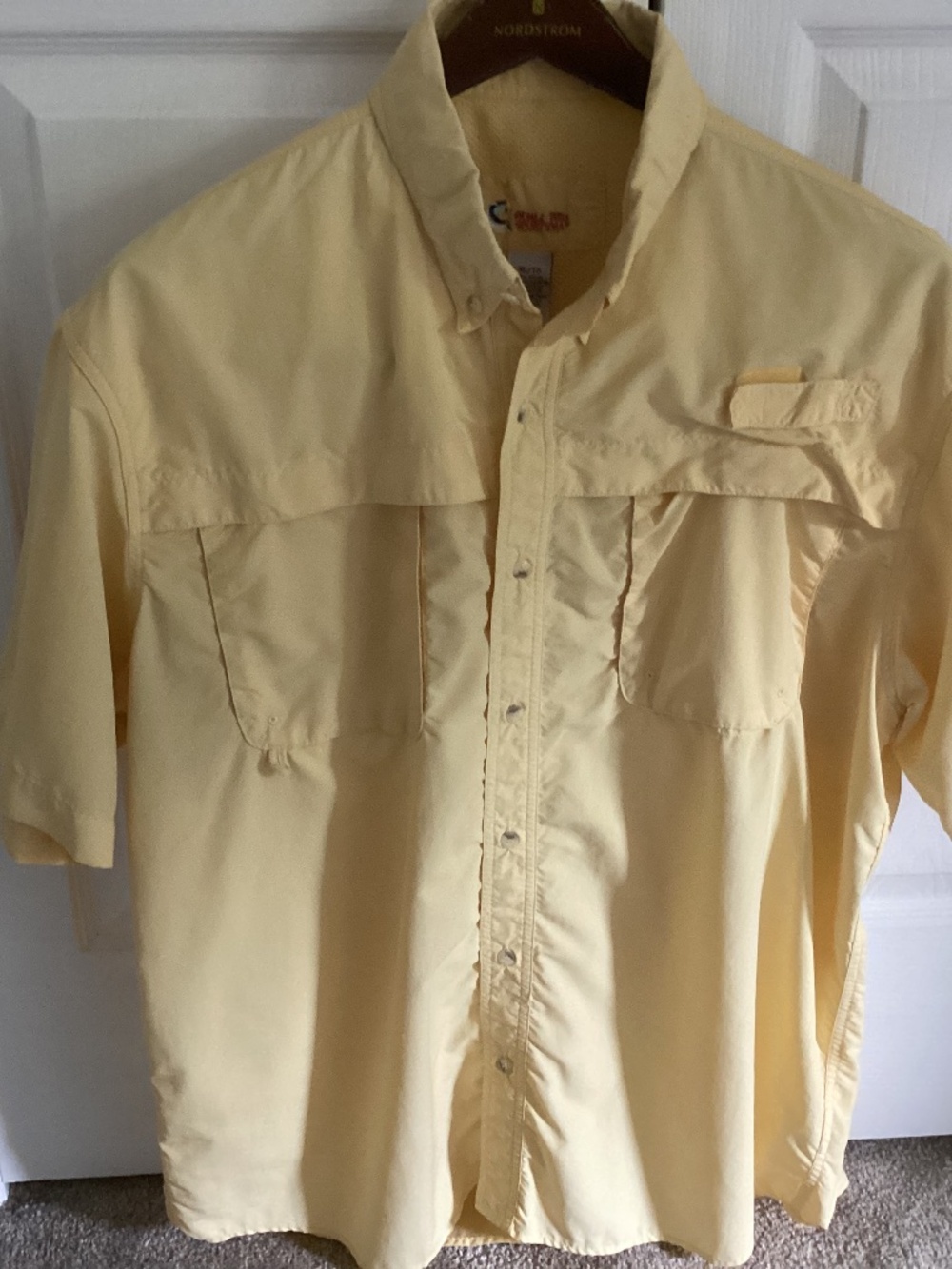 Men’s World Wide sportsman Vented SS Yellow Fishing Shirt Size XL/TG